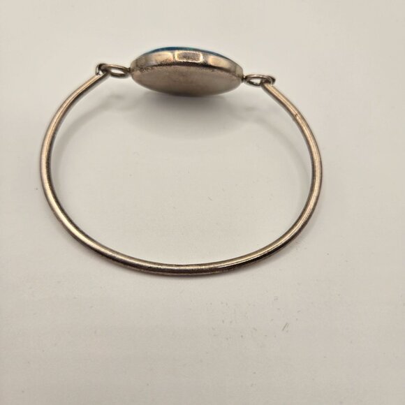 Vintage 90s 925 Sterling Silver Mexico Turquoise Bracelet - Picture 3 of 6